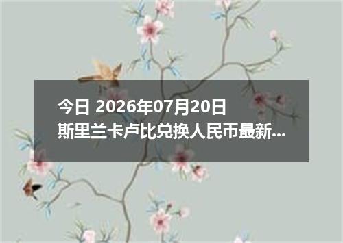 今日 2026年07月20日 斯里兰卡卢比兑换人民币最新汇率行情