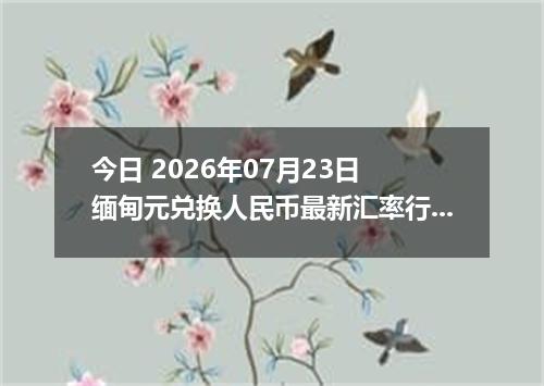 今日 2026年07月23日 缅甸元兑换人民币最新汇率行情