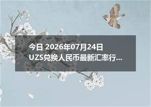 今日 2026年07月24日 UZS兑换人民币最新汇率行情