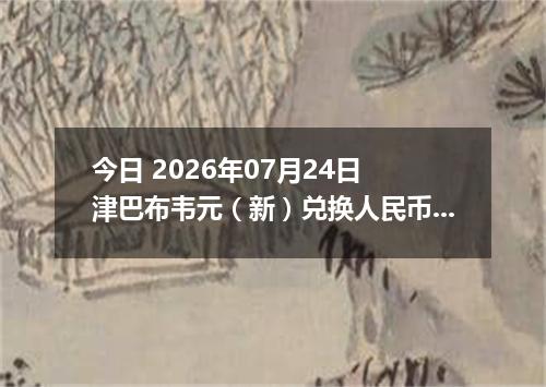 今日 2026年07月24日 津巴布韦元（新）兑换人民币最新汇率行情