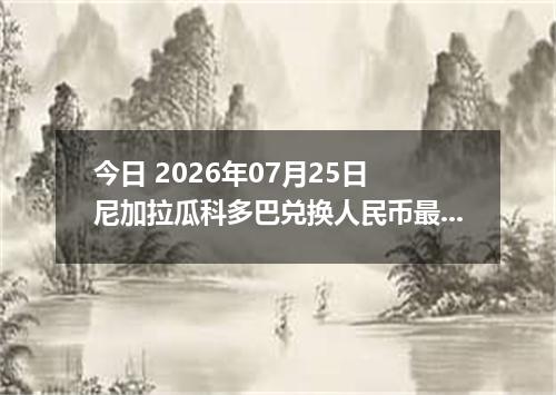 今日 2026年07月25日 尼加拉瓜科多巴兑换人民币最新汇率行情