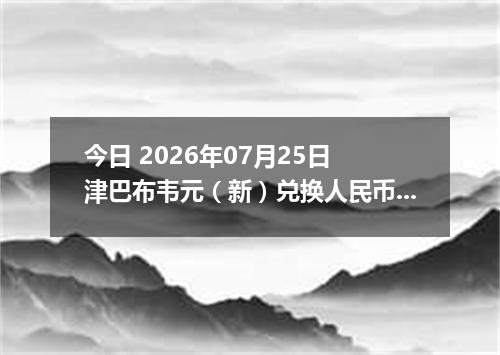 今日 2026年07月25日 津巴布韦元（新）兑换人民币最新汇率行情