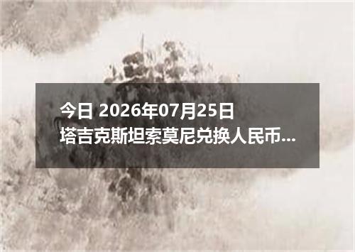 今日 2026年07月25日 塔吉克斯坦索莫尼兑换人民币最新汇率行情