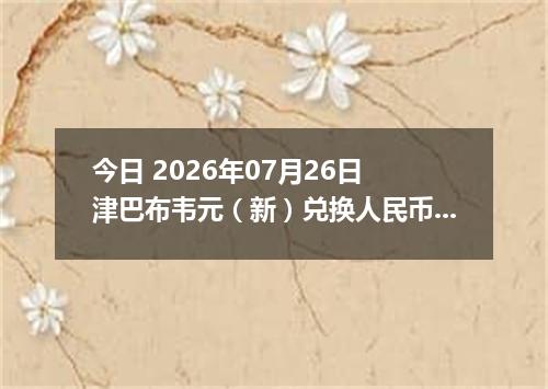 今日 2026年07月26日 津巴布韦元（新）兑换人民币最新汇率行情