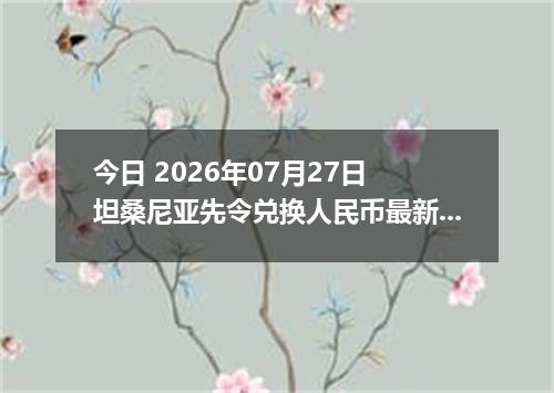 今日 2026年07月27日 坦桑尼亚先令兑换人民币最新汇率行情