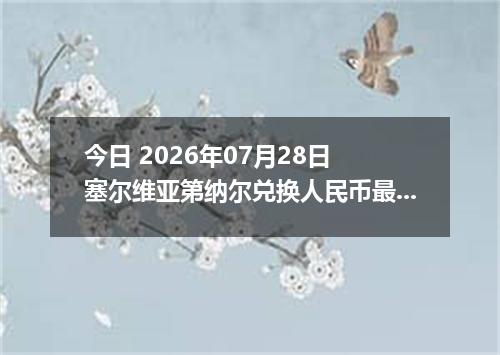 今日 2026年07月28日 塞尔维亚第纳尔兑换人民币最新汇率行情