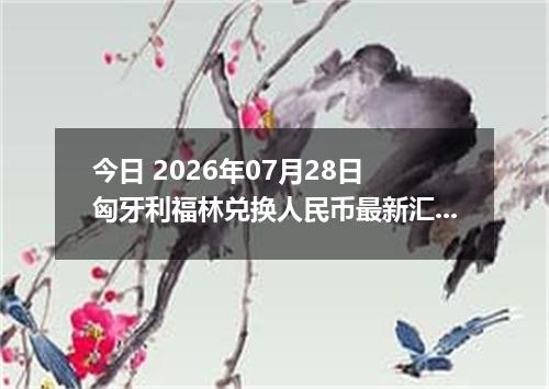 今日 2026年07月28日 匈牙利福林兑换人民币最新汇率行情