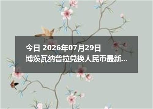 今日 2026年07月29日 博茨瓦纳普拉兑换人民币最新汇率行情