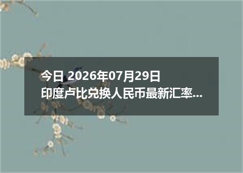 今日 2026年07月29日 印度卢比兑换人民币最新汇率行情