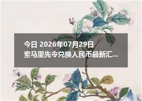 今日 2026年07月29日 索马里先令兑换人民币最新汇率行情