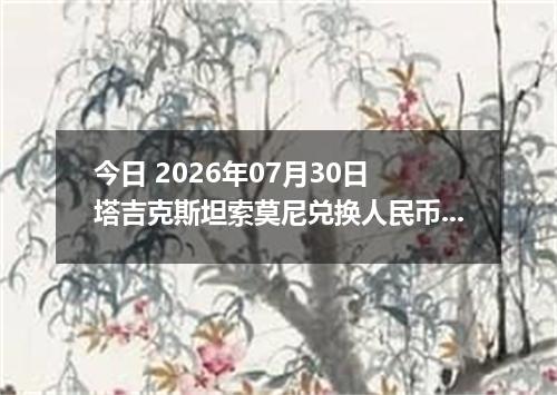 今日 2026年07月30日 塔吉克斯坦索莫尼兑换人民币最新汇率行情