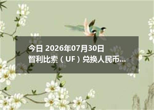 今日 2026年07月30日 智利比索（UF）兑换人民币最新汇率行情