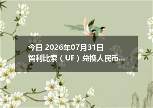 今日 2026年07月31日 智利比索（UF）兑换人民币最新汇率行情