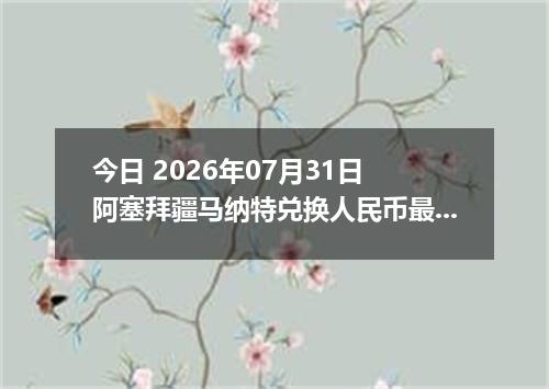 今日 2026年07月31日 阿塞拜疆马纳特兑换人民币最新汇率行情