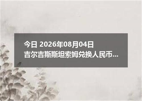 今日 2026年08月04日 吉尔吉斯斯坦索姆兑换人民币最新汇率行情