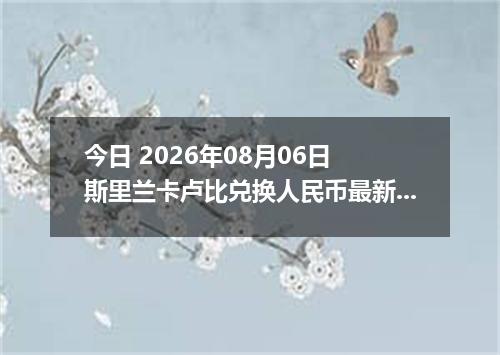 今日 2026年08月06日 斯里兰卡卢比兑换人民币最新汇率行情