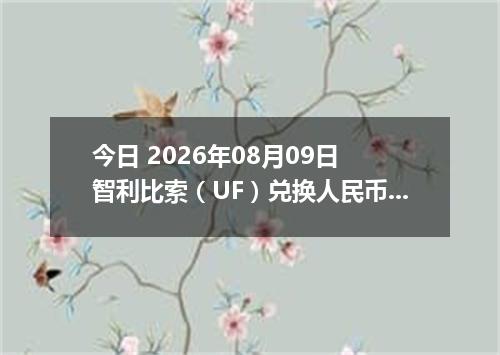 今日 2026年08月09日 智利比索（UF）兑换人民币最新汇率行情