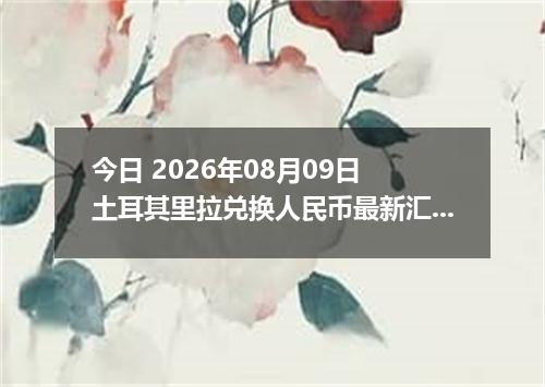 今日 2026年08月09日 土耳其里拉兑换人民币最新汇率行情