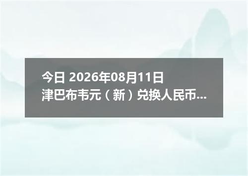 今日 2026年08月11日 津巴布韦元（新）兑换人民币最新汇率行情