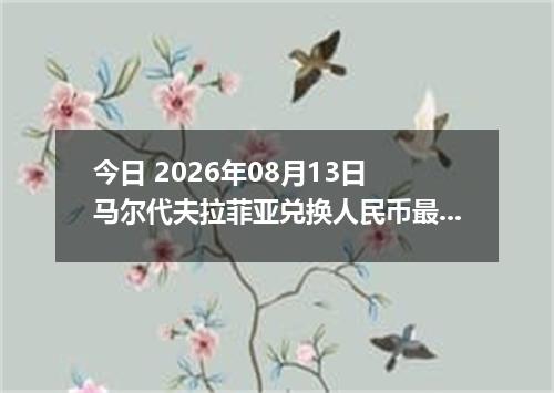 今日 2026年08月13日 马尔代夫拉菲亚兑换人民币最新汇率行情