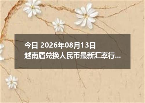 今日 2026年08月13日 越南盾兑换人民币最新汇率行情