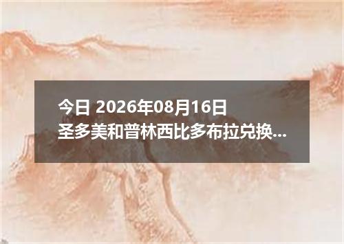 今日 2026年08月16日 圣多美和普林西比多布拉兑换人民币最新汇率行情