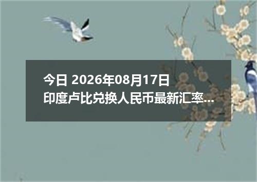 今日 2026年08月17日 印度卢比兑换人民币最新汇率行情