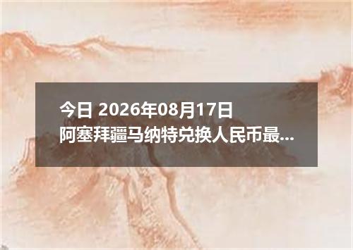 今日 2026年08月17日 阿塞拜疆马纳特兑换人民币最新汇率行情