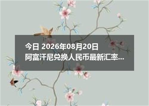 今日 2026年08月20日 阿富汗尼兑换人民币最新汇率行情
