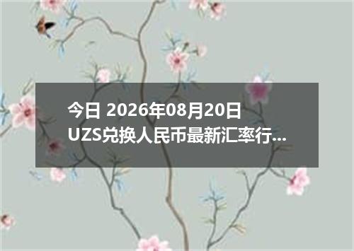 今日 2026年08月20日 UZS兑换人民币最新汇率行情