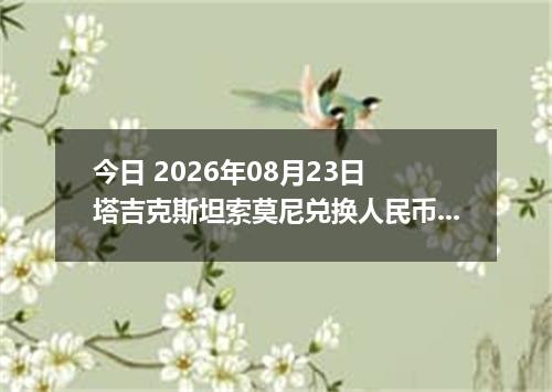 今日 2026年08月23日 塔吉克斯坦索莫尼兑换人民币最新汇率行情