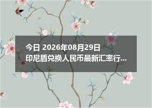 今日 2026年08月29日 印尼盾兑换人民币最新汇率行情