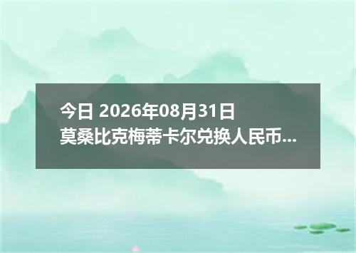今日 2026年08月31日 莫桑比克梅蒂卡尔兑换人民币最新汇率行情