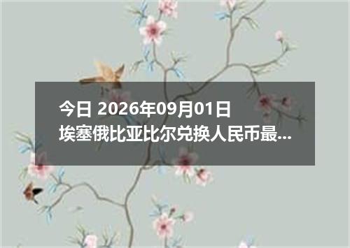 今日 2026年09月01日 埃塞俄比亚比尔兑换人民币最新汇率行情