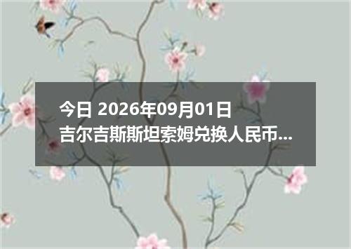 今日 2026年09月01日 吉尔吉斯斯坦索姆兑换人民币最新汇率行情