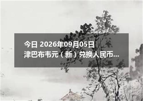 今日 2026年09月05日 津巴布韦元（新）兑换人民币最新汇率行情
