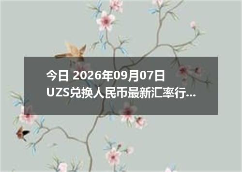 今日 2026年09月07日 UZS兑换人民币最新汇率行情