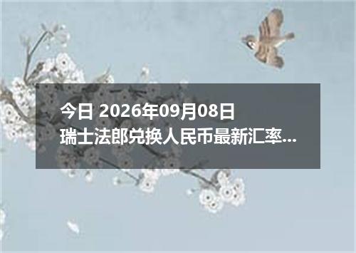 今日 2026年09月08日 瑞士法郎兑换人民币最新汇率行情