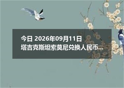 今日 2026年09月11日 塔吉克斯坦索莫尼兑换人民币最新汇率行情