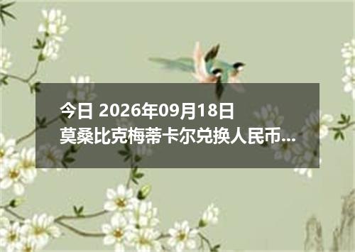 今日 2026年09月18日 莫桑比克梅蒂卡尔兑换人民币最新汇率行情