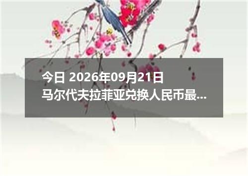 今日 2026年09月21日 马尔代夫拉菲亚兑换人民币最新汇率行情