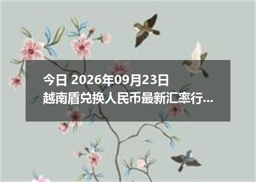今日 2026年09月23日 越南盾兑换人民币最新汇率行情