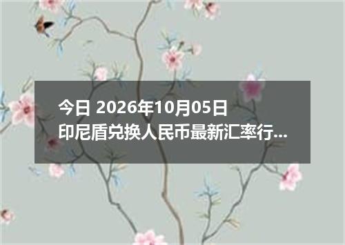 今日 2026年10月05日 印尼盾兑换人民币最新汇率行情