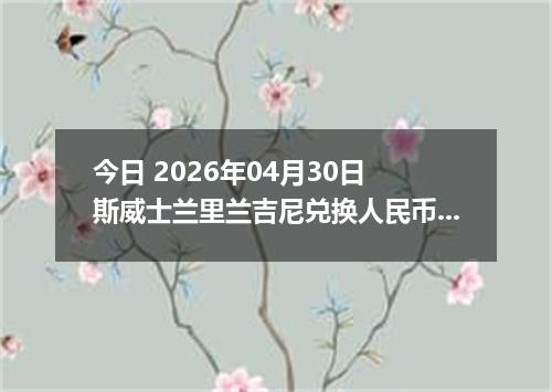 今日 2026年04月30日 斯威士兰里兰吉尼兑换人民币最新汇率行情