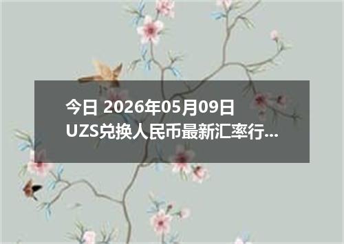 今日 2026年05月09日 UZS兑换人民币最新汇率行情