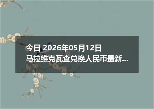 今日 2026年05月12日 马拉维克瓦查兑换人民币最新汇率行情
