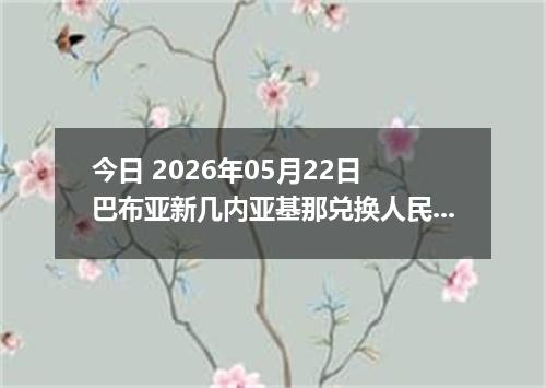 今日 2026年05月22日 巴布亚新几内亚基那兑换人民币最新汇率行情