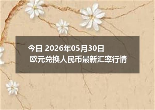 今日 2026年05月30日 欧元兑换人民币最新汇率行情