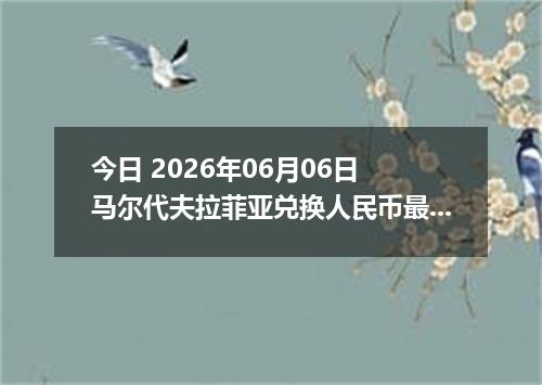 今日 2026年06月06日 马尔代夫拉菲亚兑换人民币最新汇率行情