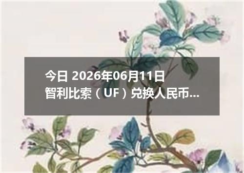 今日 2026年06月11日 智利比索（UF）兑换人民币最新汇率行情